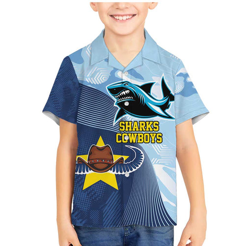 Sharks-Cowboys Rugby Custom Family Matching Mermaid Dress and Hawaiian Shirt Half Dynamic Style