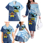 Sharks-Cowboys Rugby Custom Family Matching Off The Shoulder Long Sleeve Dress and Hawaiian Shirt Half Dynamic Style