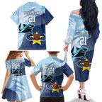 Sharks-Cowboys Rugby Custom Family Matching Off The Shoulder Long Sleeve Dress and Hawaiian Shirt Half Dynamic Style