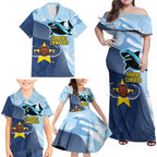 Sharks-Cowboys Rugby Custom Family Matching Off Shoulder Maxi Dress and Hawaiian Shirt Half Dynamic Style