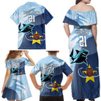 Sharks-Cowboys Rugby Custom Family Matching Off Shoulder Maxi Dress and Hawaiian Shirt Half Dynamic Style