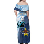 Sharks-Cowboys Rugby Custom Family Matching Off Shoulder Maxi Dress and Hawaiian Shirt Half Dynamic Style