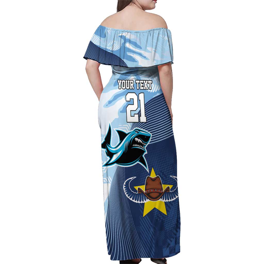 Sharks-Cowboys Rugby Custom Family Matching Off Shoulder Maxi Dress and Hawaiian Shirt Half Dynamic Style