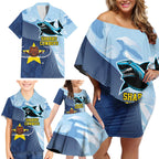 Sharks-Cowboys Rugby Custom Family Matching Off Shoulder Short Dress and Hawaiian Shirt Half Dynamic Style