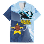Sharks-Cowboys Rugby Custom Family Matching Off Shoulder Short Dress and Hawaiian Shirt Half Dynamic Style