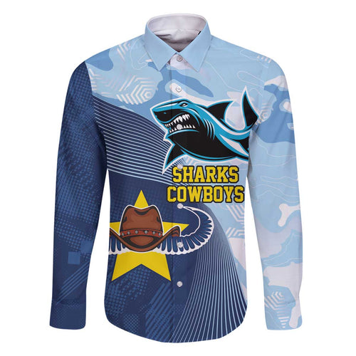 Sharks-Cowboys Rugby Custom Family Matching Off Shoulder Short Dress and Hawaiian Shirt Half Dynamic Style