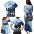 Sharks-Cowboys Rugby Custom Family Matching Puletasi and Hawaiian Shirt Half Dynamic Style