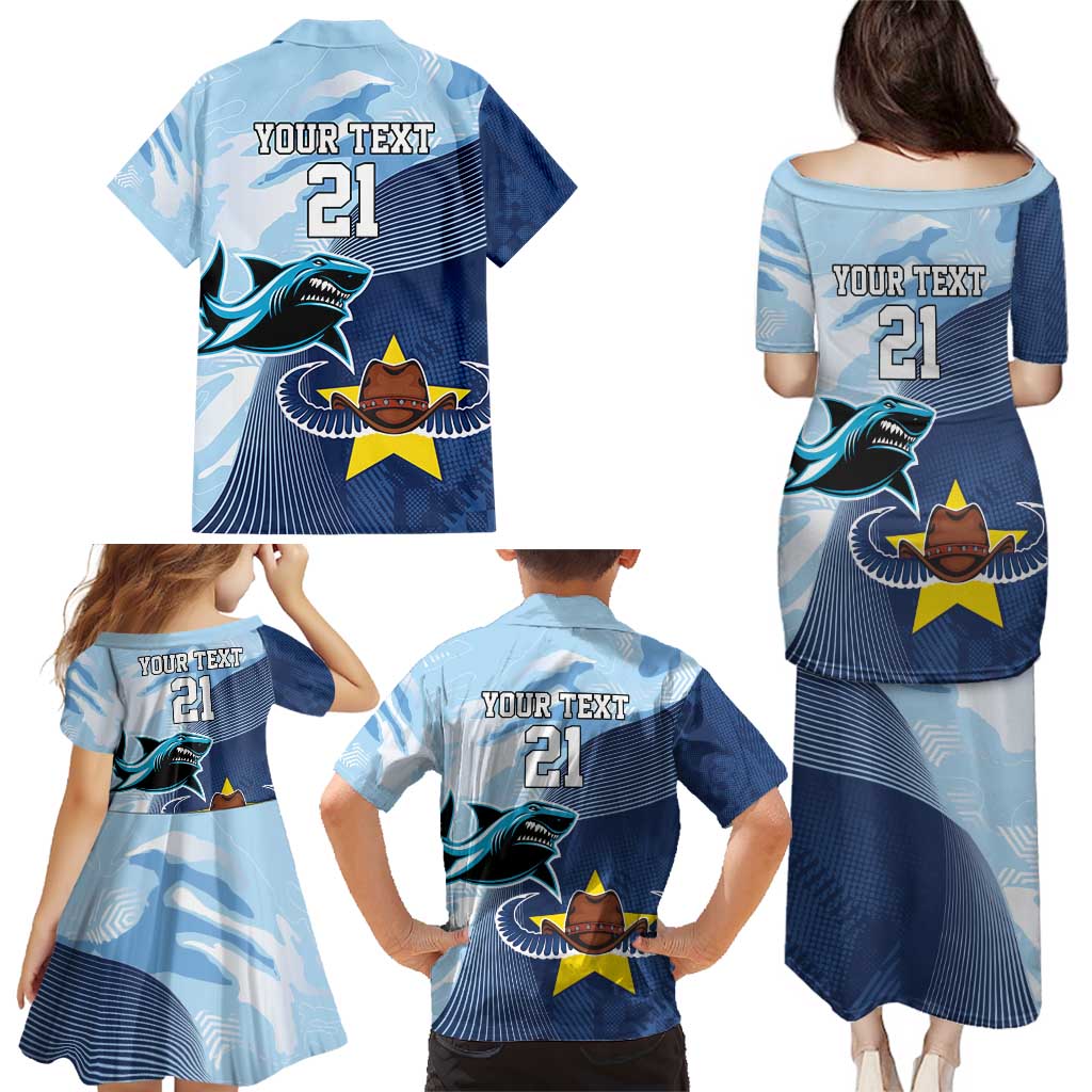Sharks-Cowboys Rugby Custom Family Matching Puletasi and Hawaiian Shirt Half Dynamic Style