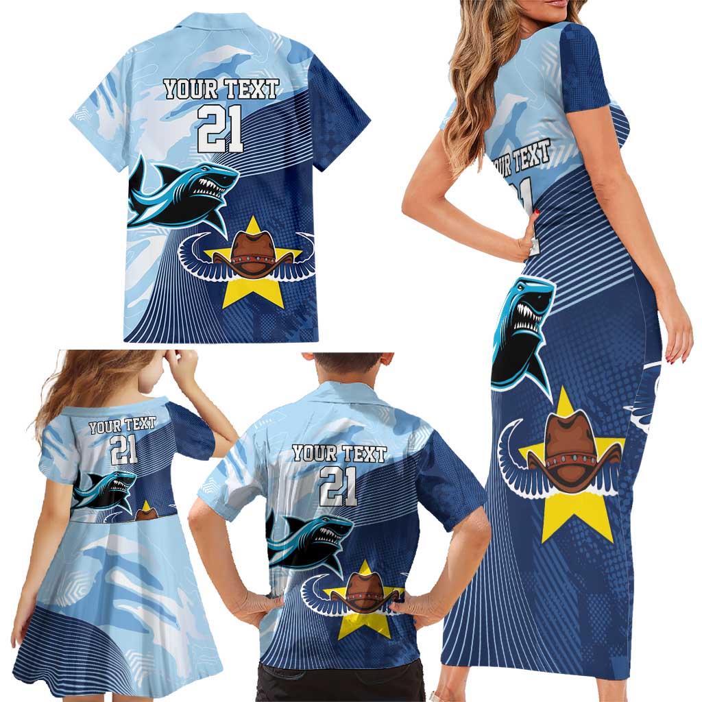 Sharks-Cowboys Rugby Custom Family Matching Short Sleeve Bodycon Dress and Hawaiian Shirt Half Dynamic Style