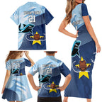 Sharks-Cowboys Rugby Custom Family Matching Short Sleeve Bodycon Dress and Hawaiian Shirt Half Dynamic Style