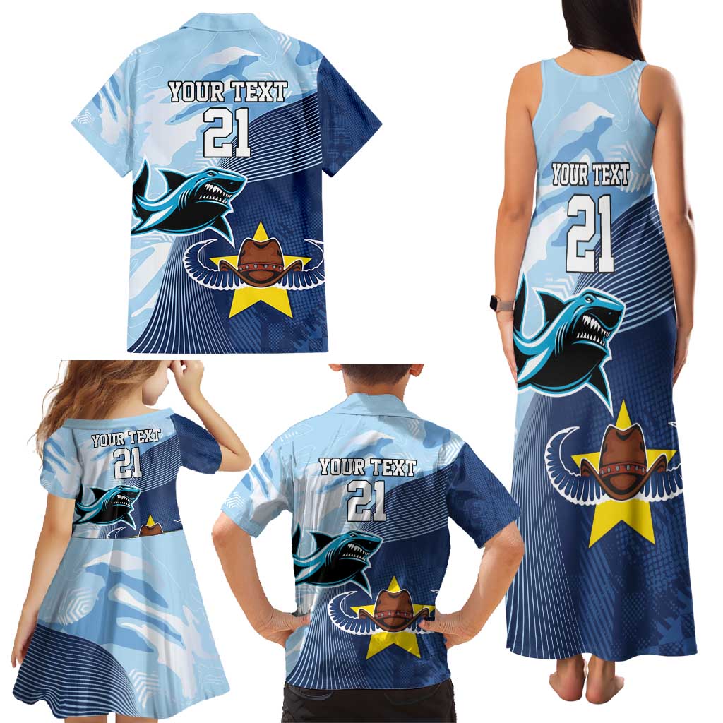 Sharks-Cowboys Rugby Custom Family Matching Tank Maxi Dress and Hawaiian Shirt Half Dynamic Style