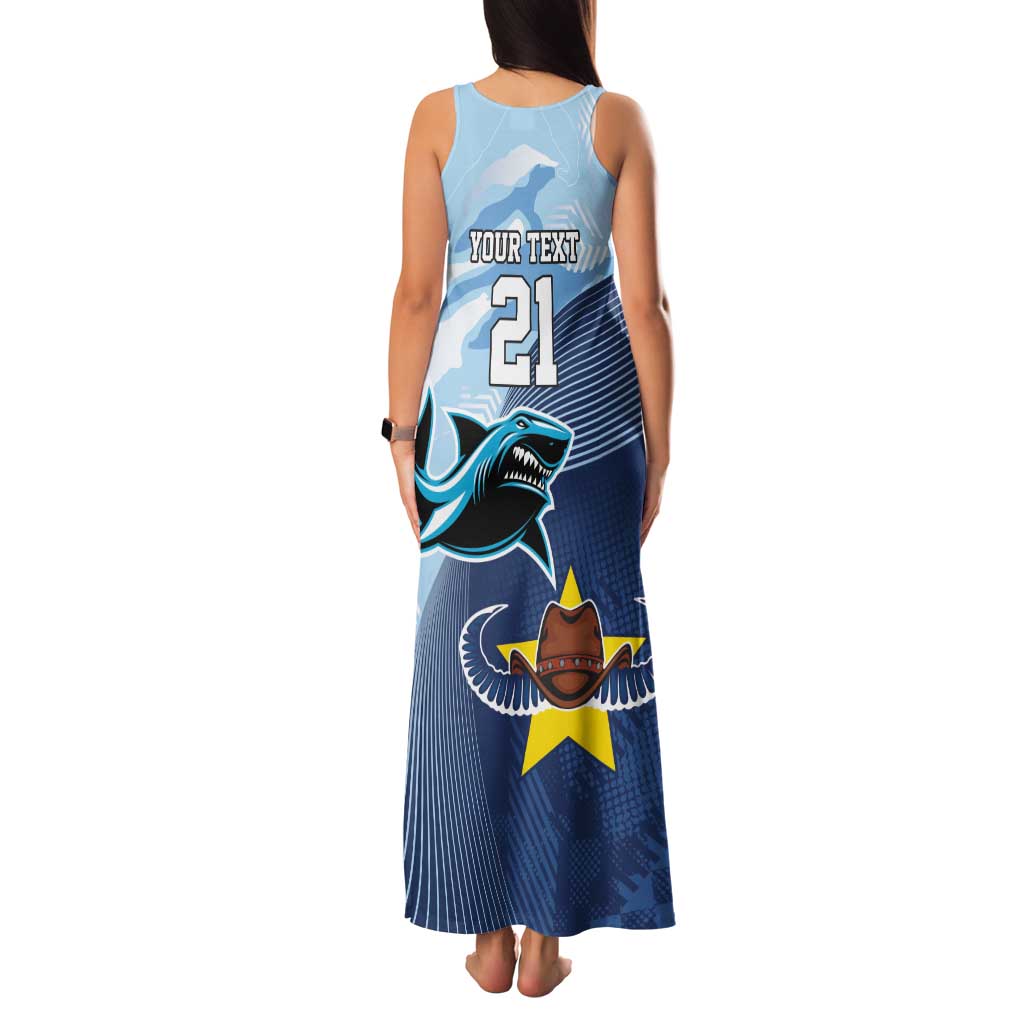 Sharks-Cowboys Rugby Custom Family Matching Tank Maxi Dress and Hawaiian Shirt Half Dynamic Style