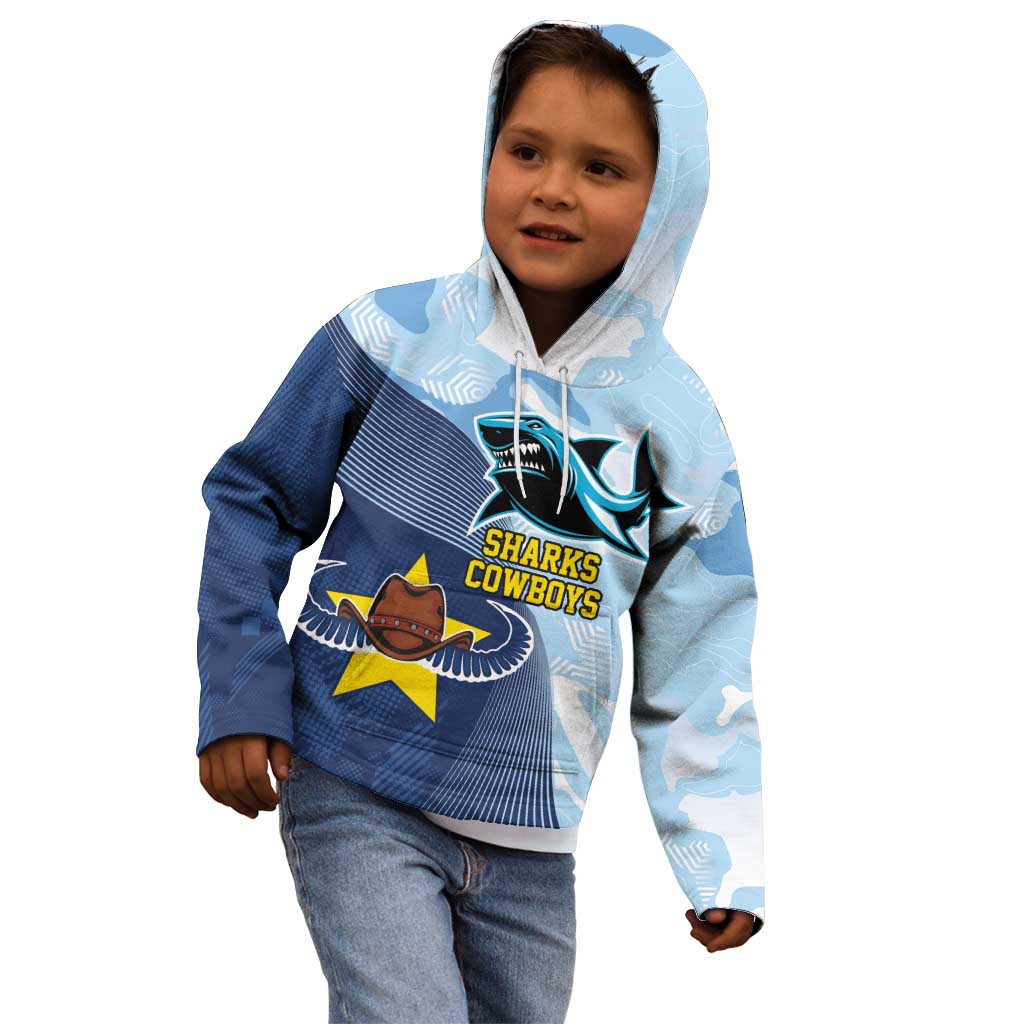 Sharks-Cowboys Rugby Custom Kid Hoodie Half Dynamic Style