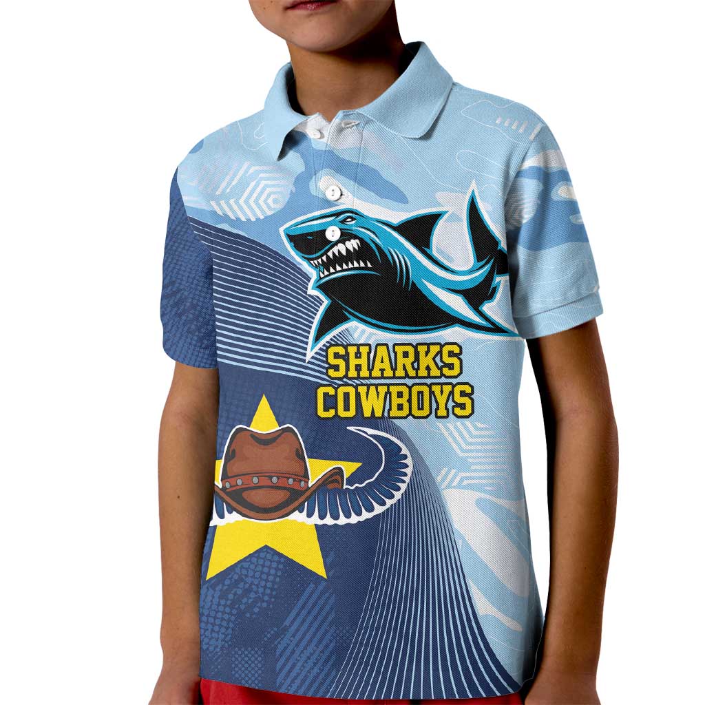 Sharks-Cowboys Rugby Custom Kid Polo Shirt Half Dynamic Style