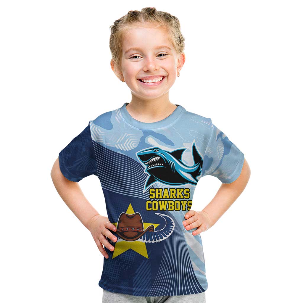Sharks-Cowboys Rugby Custom Kid T Shirt Half Dynamic Style