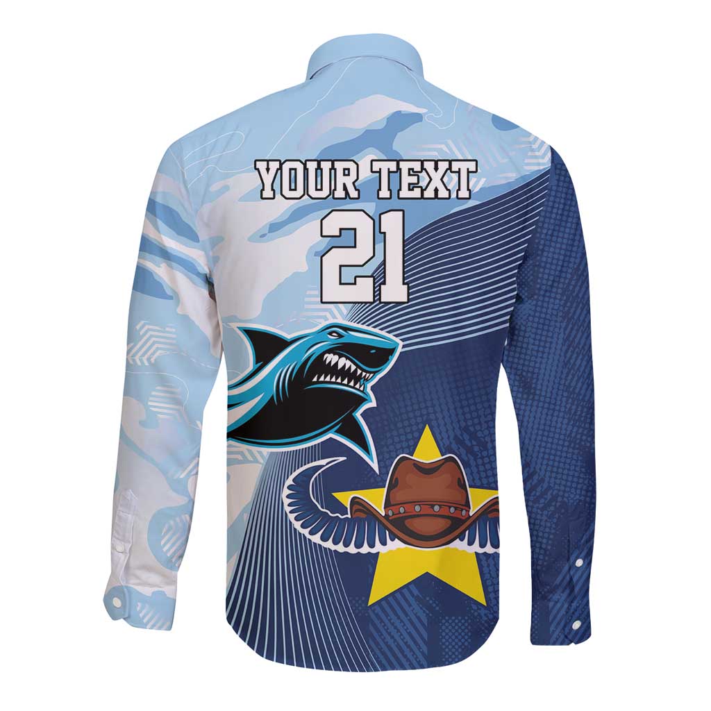 Sharks-Cowboys Rugby Custom Long Sleeve Button Shirt Half Dynamic Style