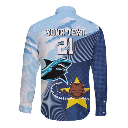 Sharks-Cowboys Rugby Custom Long Sleeve Button Shirt Half Dynamic Style