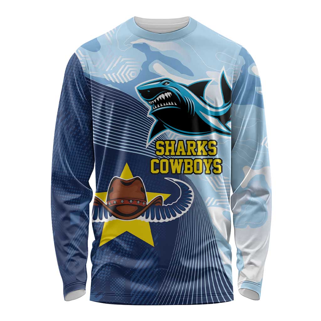 Sharks-Cowboys Rugby Custom Long Sleeve Shirt Half Dynamic Style