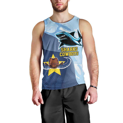 Sharks-Cowboys Rugby Custom Men Tank Top Half Dynamic Style