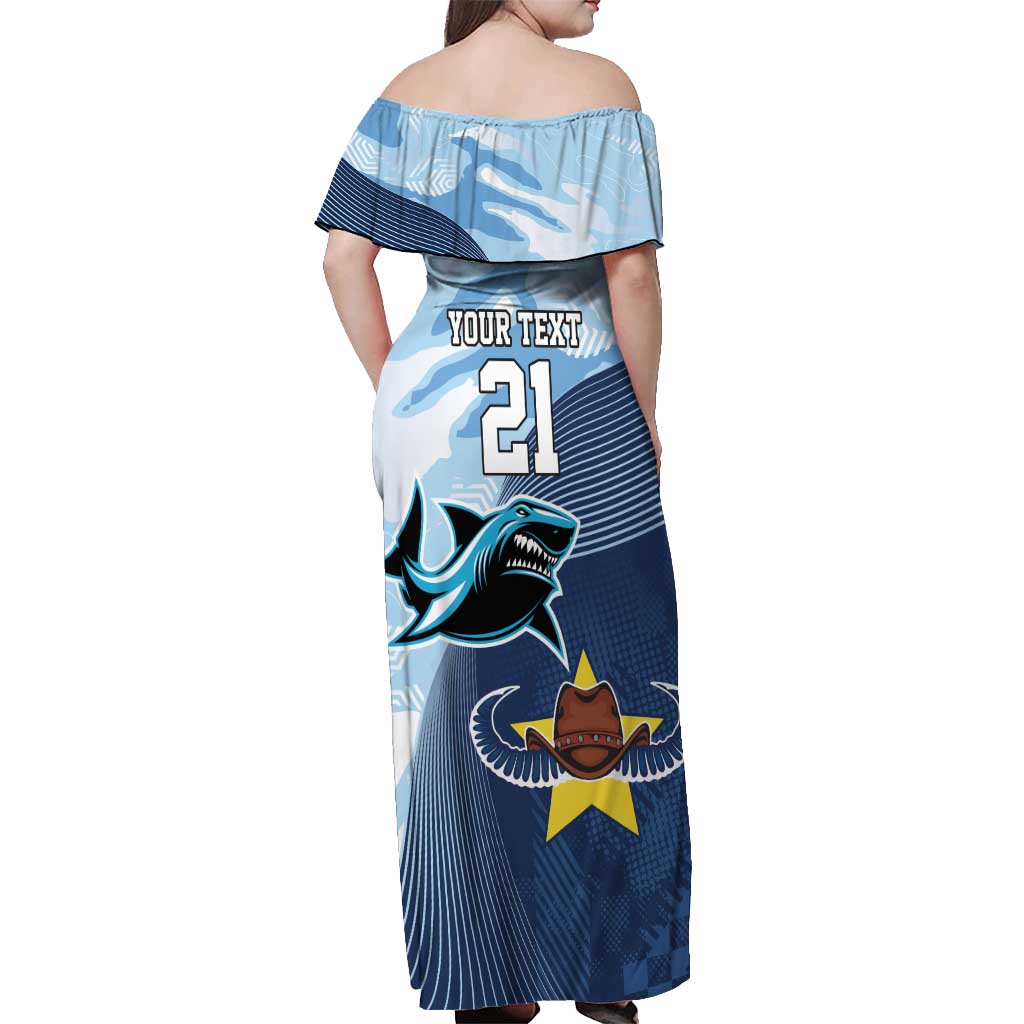 Sharks-Cowboys Rugby Custom Off Shoulder Maxi Dress Half Dynamic Style