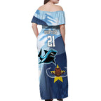 Sharks-Cowboys Rugby Custom Off Shoulder Maxi Dress Half Dynamic Style