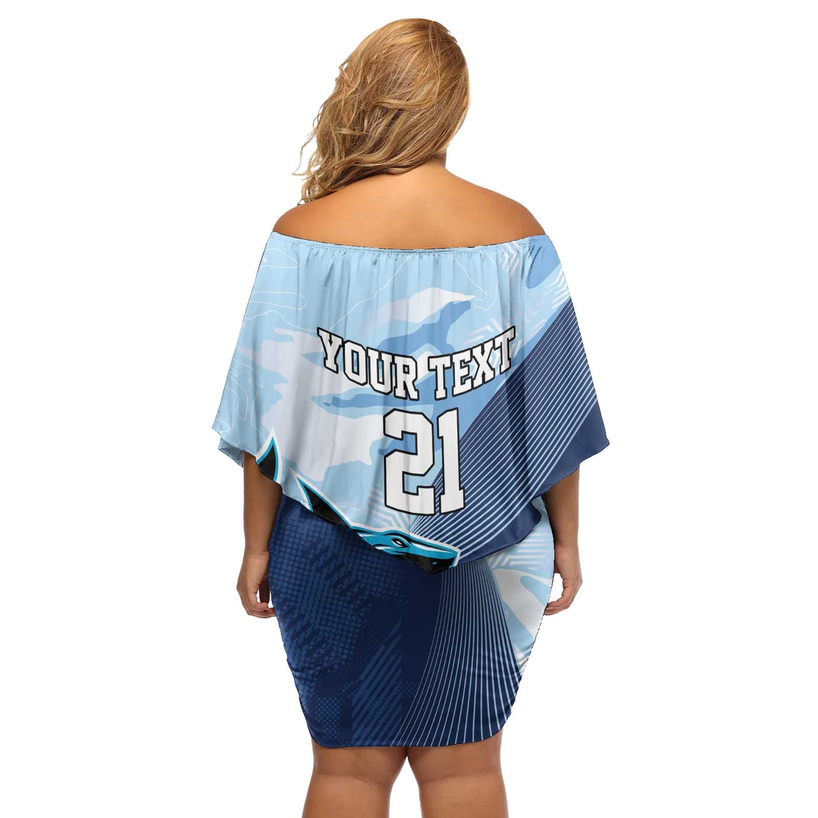 Sharks-Cowboys Rugby Custom Off Shoulder Short Dress Half Dynamic Style