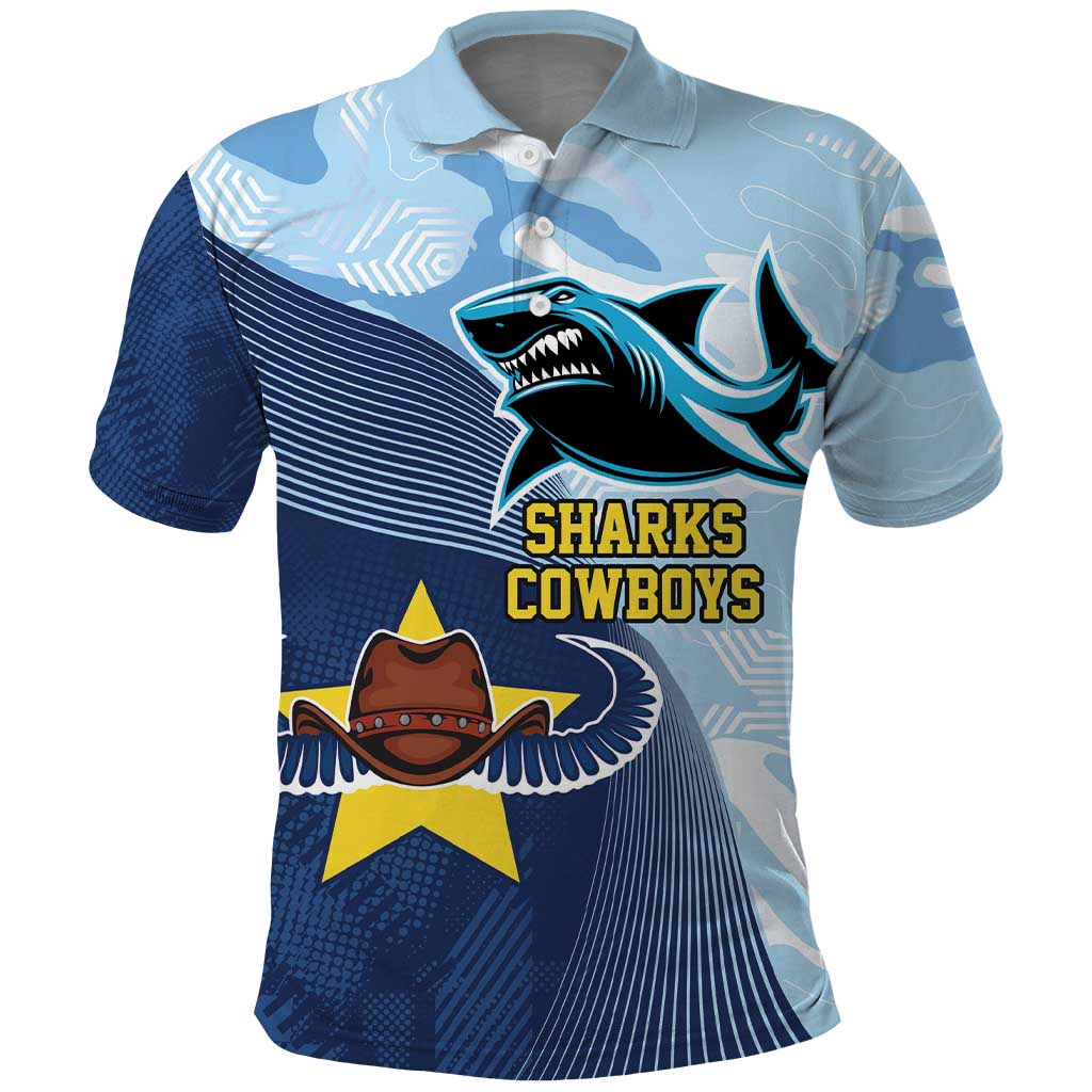 Sharks-Cowboys Rugby Custom Polo Shirt Half Dynamic Style