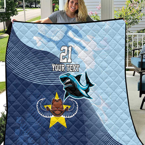 Sharks-Cowboys Rugby Custom Quilt Half Dynamic Style