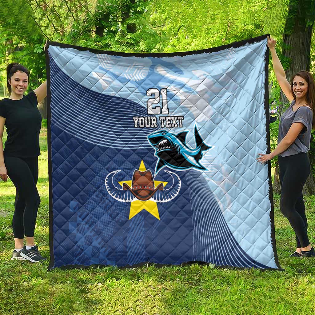 Sharks-Cowboys Rugby Custom Quilt Half Dynamic Style