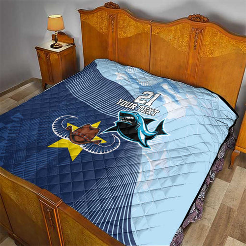 Sharks-Cowboys Rugby Custom Quilt Half Dynamic Style