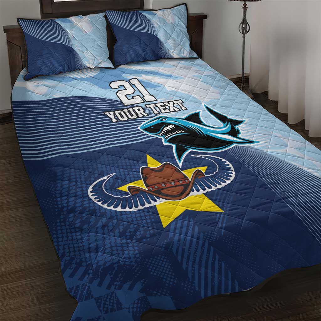 Sharks-Cowboys Rugby Custom Quilt Bed Set Half Dynamic Style