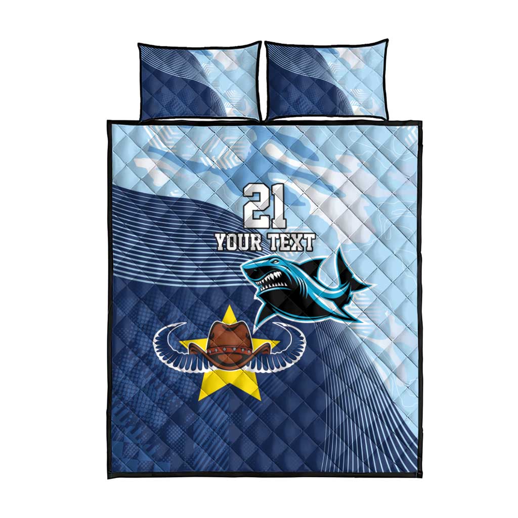 Sharks-Cowboys Rugby Custom Quilt Bed Set Half Dynamic Style