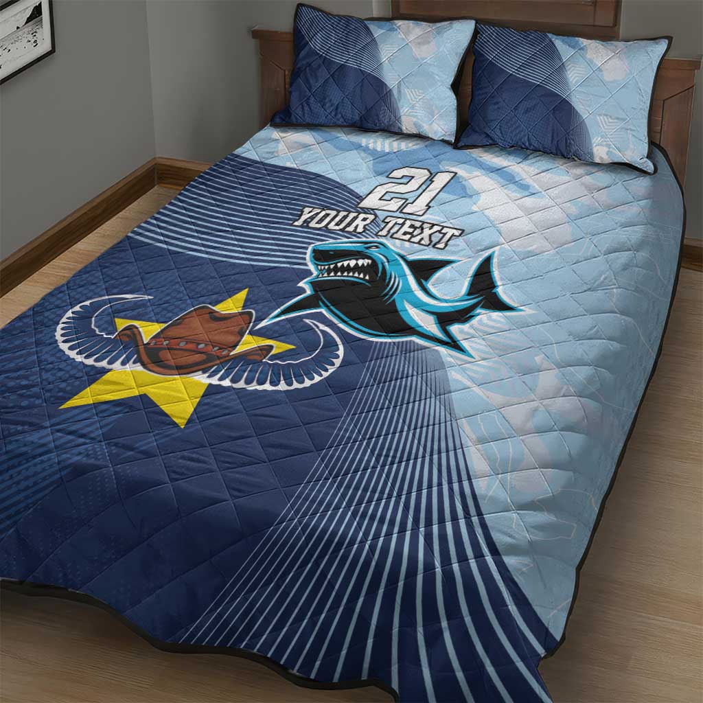 Sharks-Cowboys Rugby Custom Quilt Bed Set Half Dynamic Style