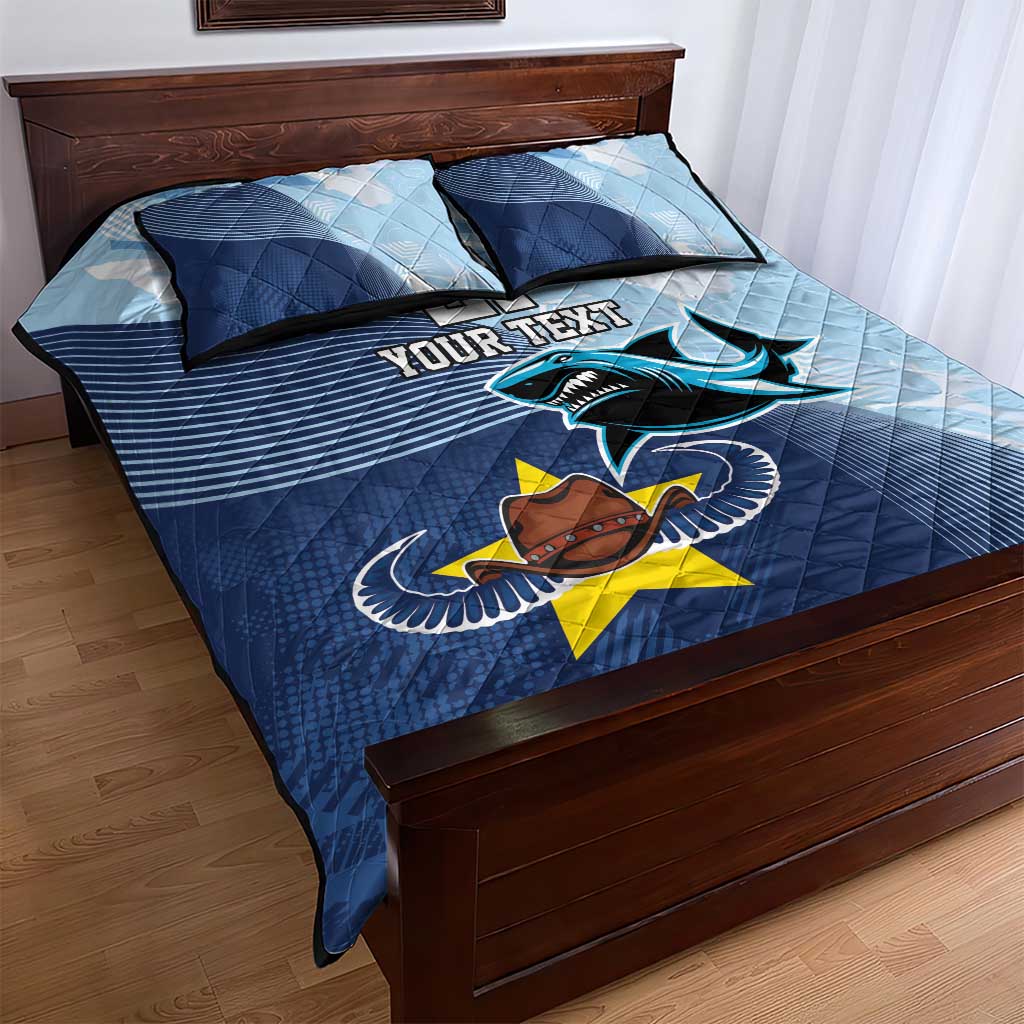 Sharks-Cowboys Rugby Custom Quilt Bed Set Half Dynamic Style