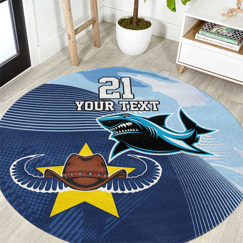 Sharks-Cowboys Rugby Custom Round Carpet Half Dynamic Style