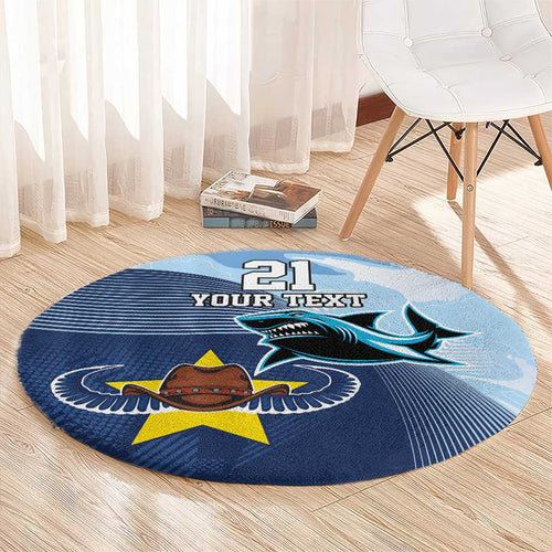 Sharks-Cowboys Rugby Custom Round Carpet Half Dynamic Style