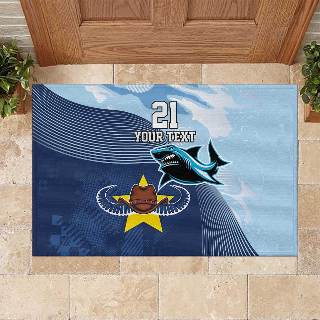 Sharks-Cowboys Rugby Custom Rubber Doormat Half Dynamic Style