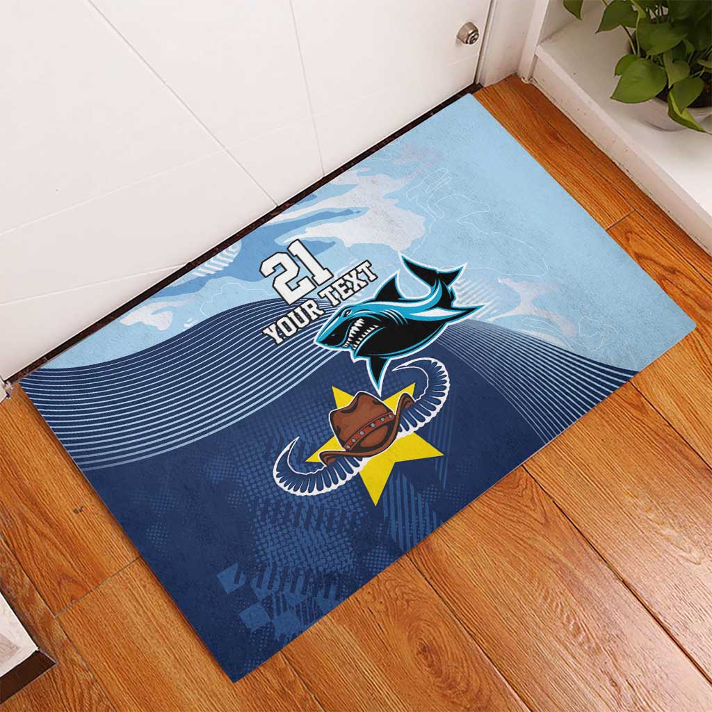Sharks-Cowboys Rugby Custom Rubber Doormat Half Dynamic Style