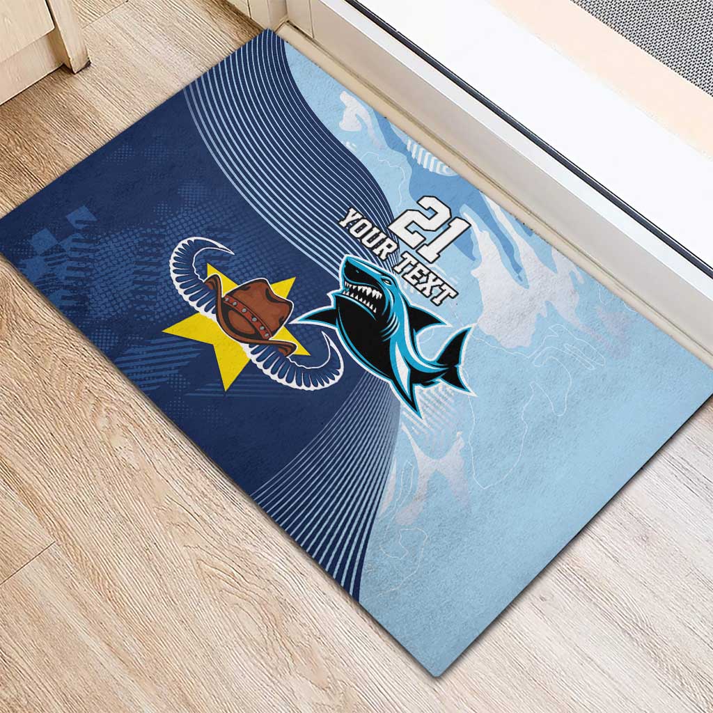 Sharks-Cowboys Rugby Custom Rubber Doormat Half Dynamic Style