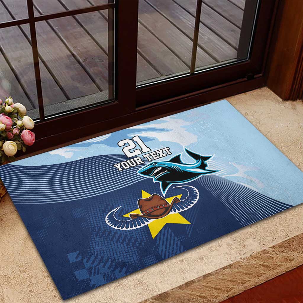 Sharks-Cowboys Rugby Custom Rubber Doormat Half Dynamic Style