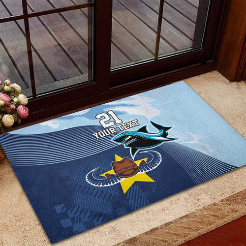 Sharks-Cowboys Rugby Custom Rubber Doormat Half Dynamic Style
