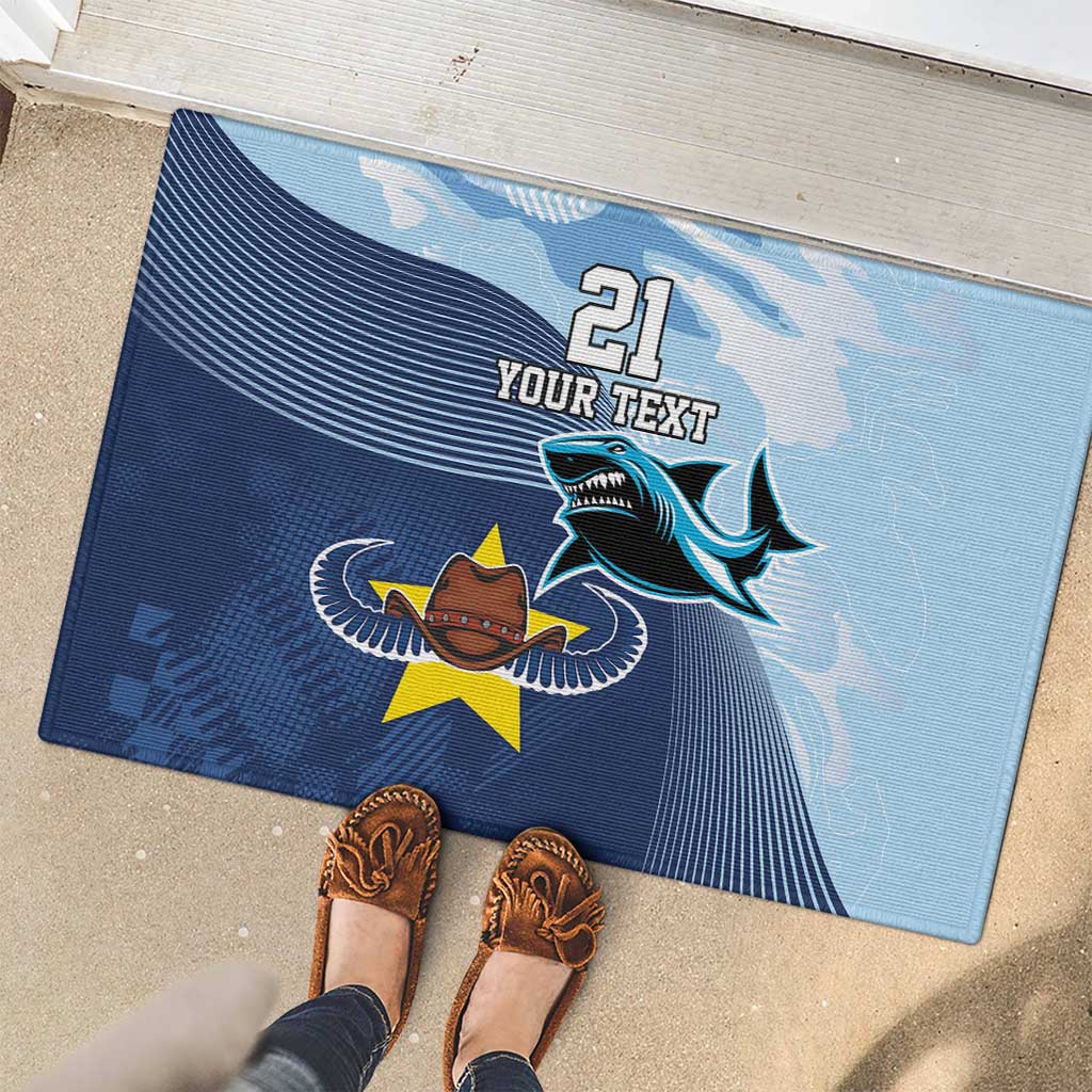 Sharks-Cowboys Rugby Custom Rubber Doormat Half Dynamic Style