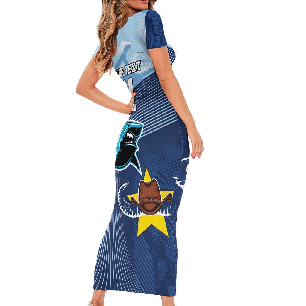 Sharks-Cowboys Rugby Custom Short Sleeve Bodycon Dress Half Dynamic Style