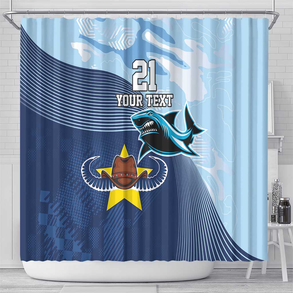 Sharks-Cowboys Rugby Custom Shower Curtain Half Dynamic Style