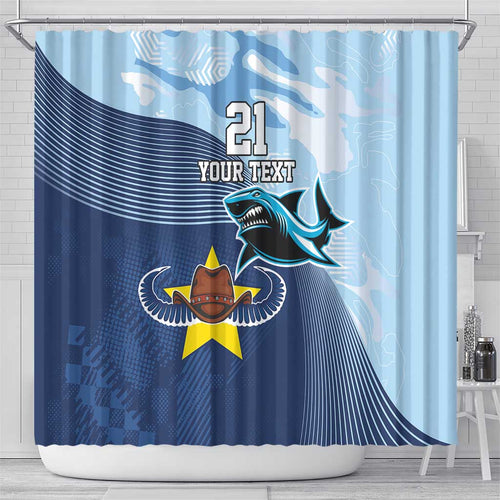 Sharks-Cowboys Rugby Custom Shower Curtain Half Dynamic Style