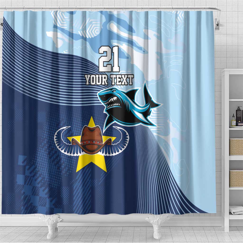 Sharks-Cowboys Rugby Custom Shower Curtain Half Dynamic Style