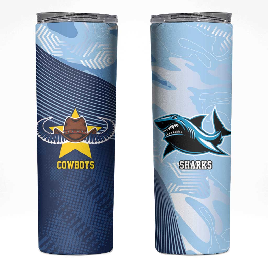Sharks-Cowboys Rugby Custom Skinny Tumbler Half Dynamic Style