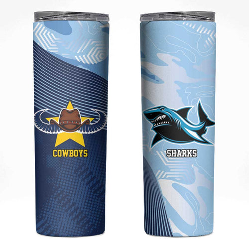 Sharks-Cowboys Rugby Custom Skinny Tumbler Half Dynamic Style