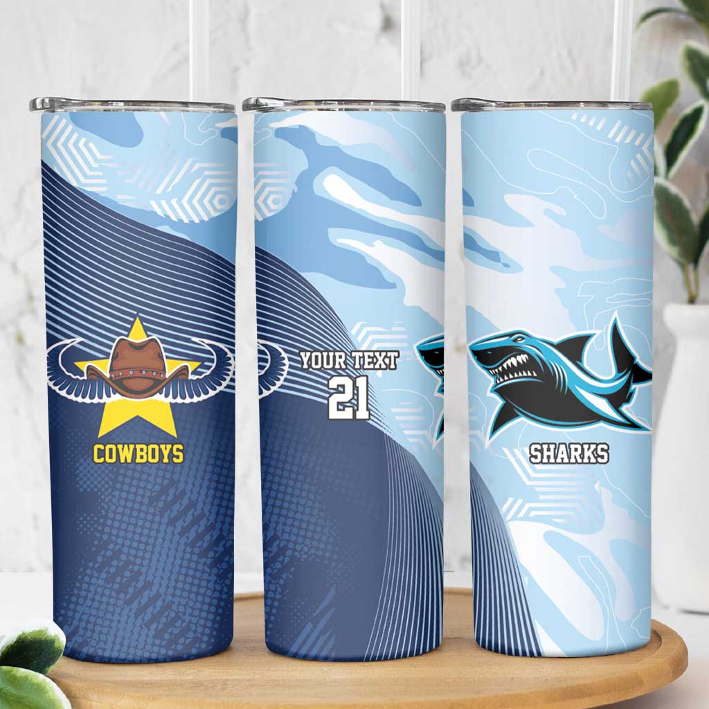 Sharks-Cowboys Rugby Custom Skinny Tumbler Half Dynamic Style