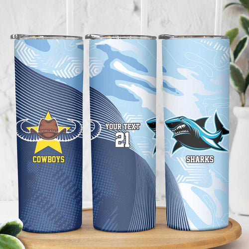 Sharks-Cowboys Rugby Custom Skinny Tumbler Half Dynamic Style